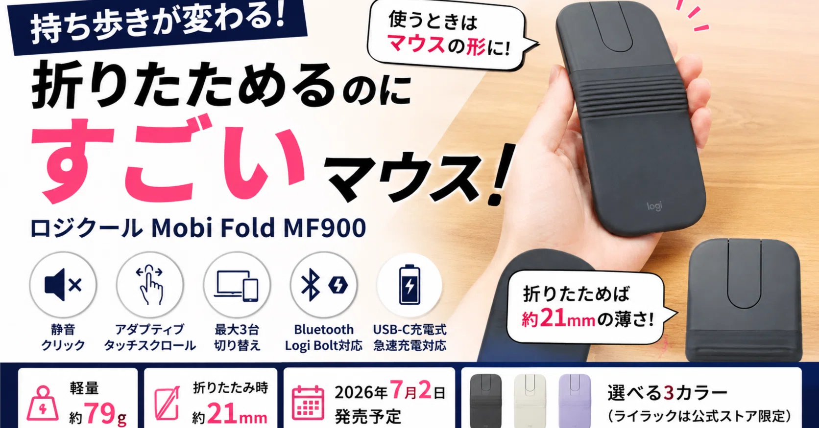 ロジクールの折りたたみ式MF900すごい｜デスク日和