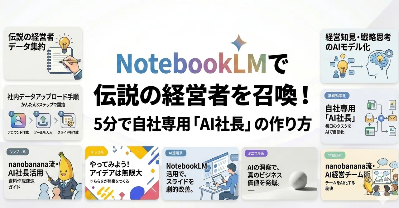 【プロンプトあり】NotebookLMで伝説の経営者を召喚!5分で自社専用「AI社長」の作り方