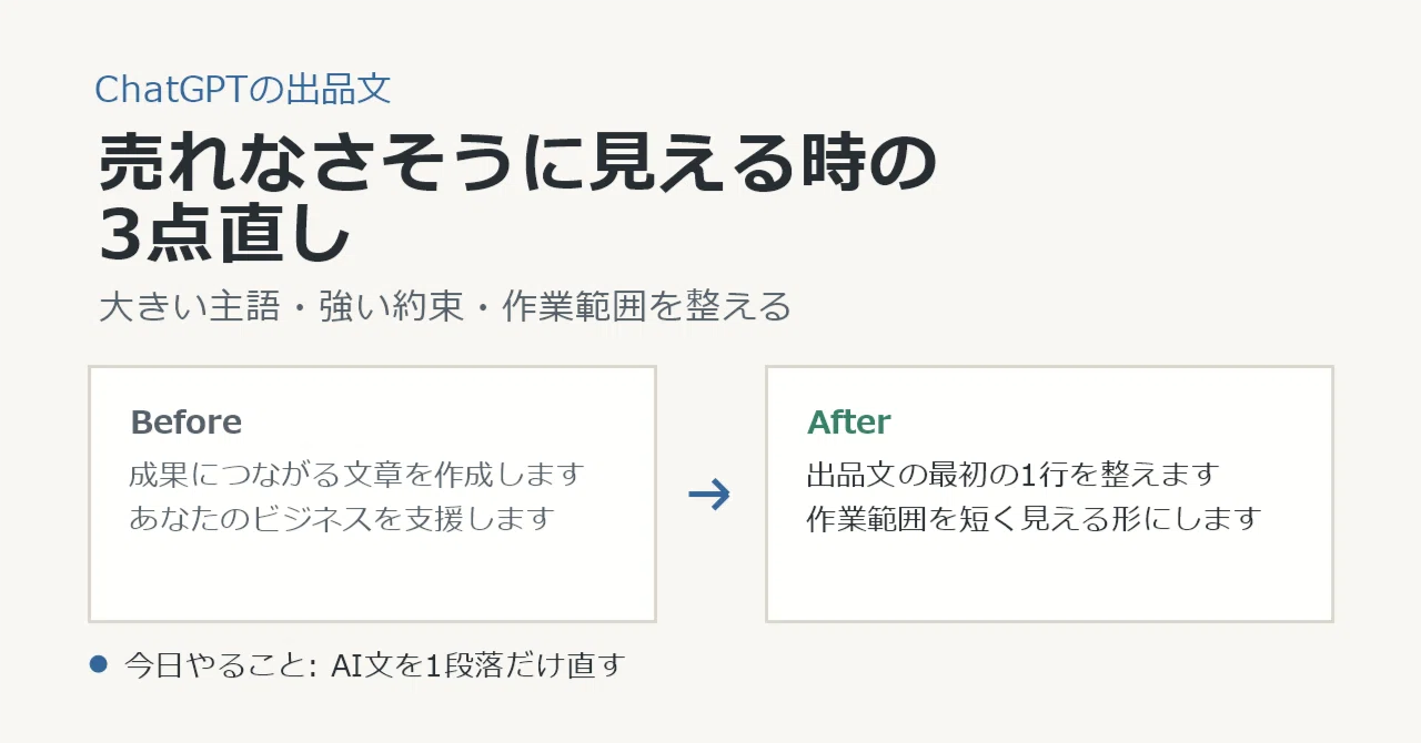 ChatGPTの出品文が売れなさそうに見えるときの3点直し｜40代会社員のAI 