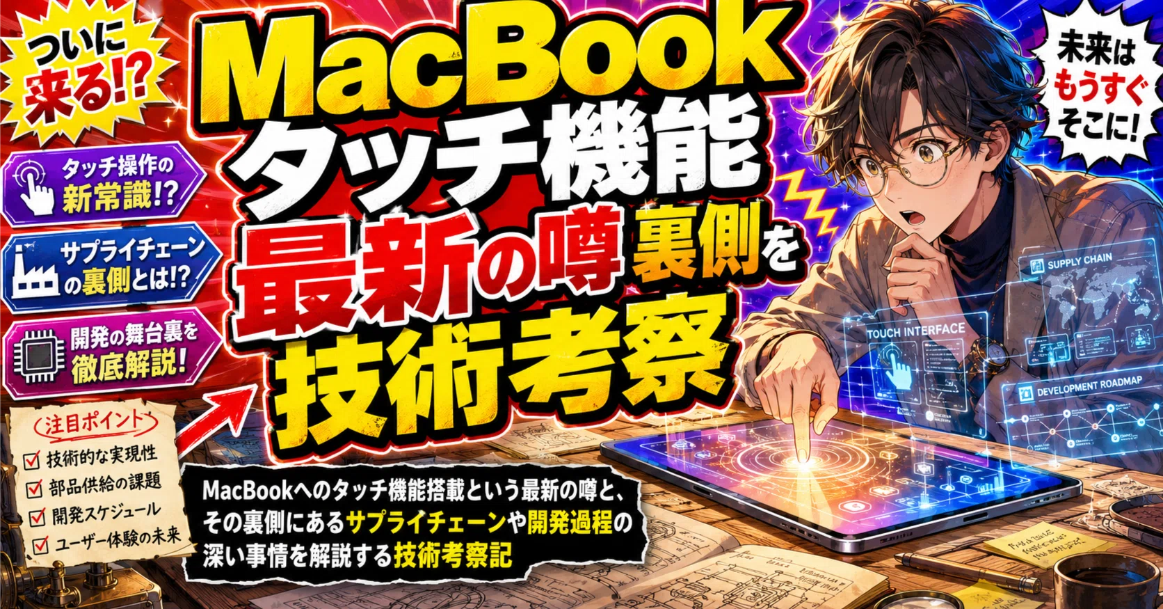 警告】【永久保存版】MacBookにタッチ機能が来る？ サプライチェーン