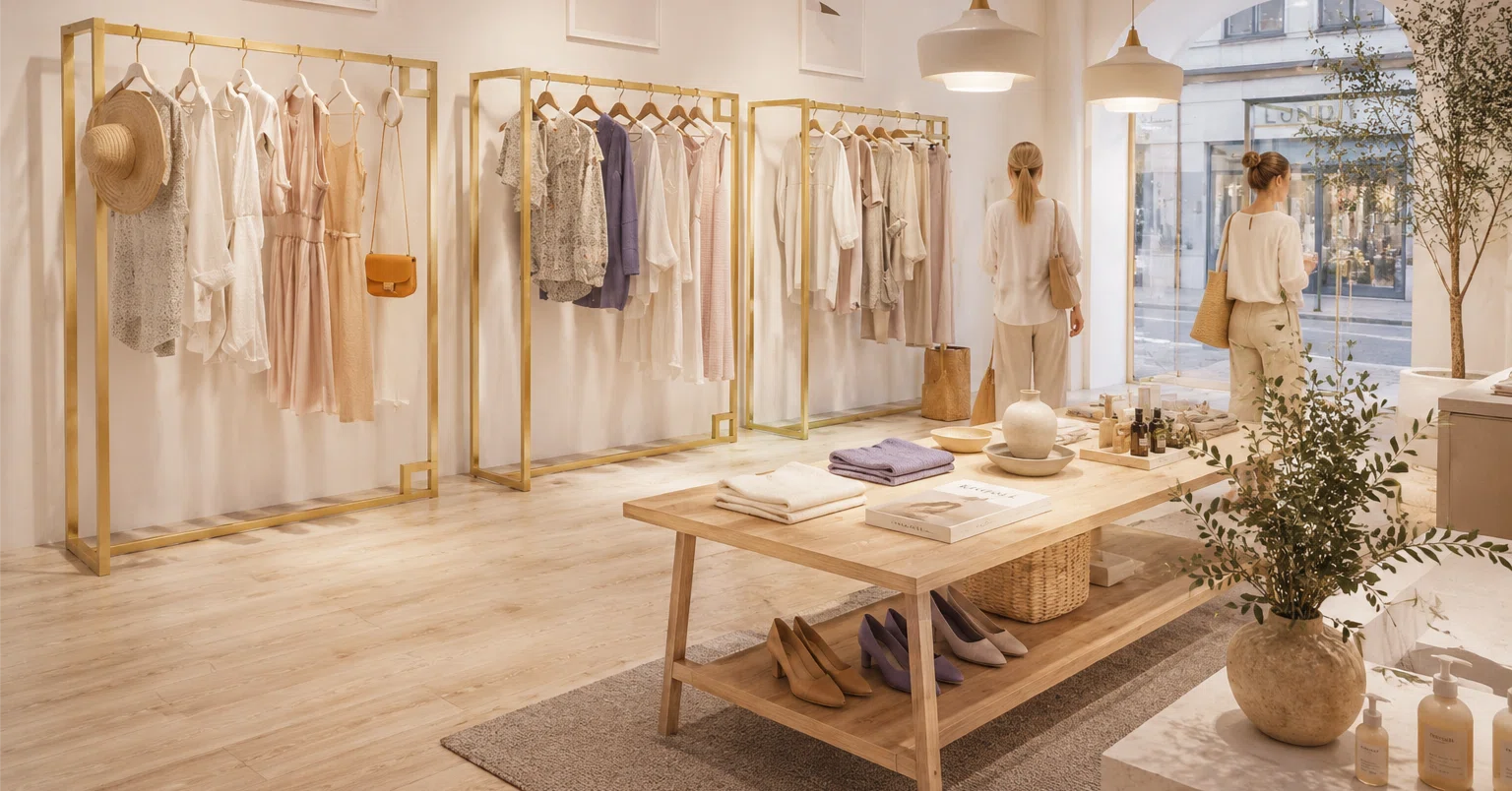 ハンガーラック　真鍮　木　店舗什器　アパレル 👗店舗什器▷ハンガーラックをピックアップ！｜誉プリンティング