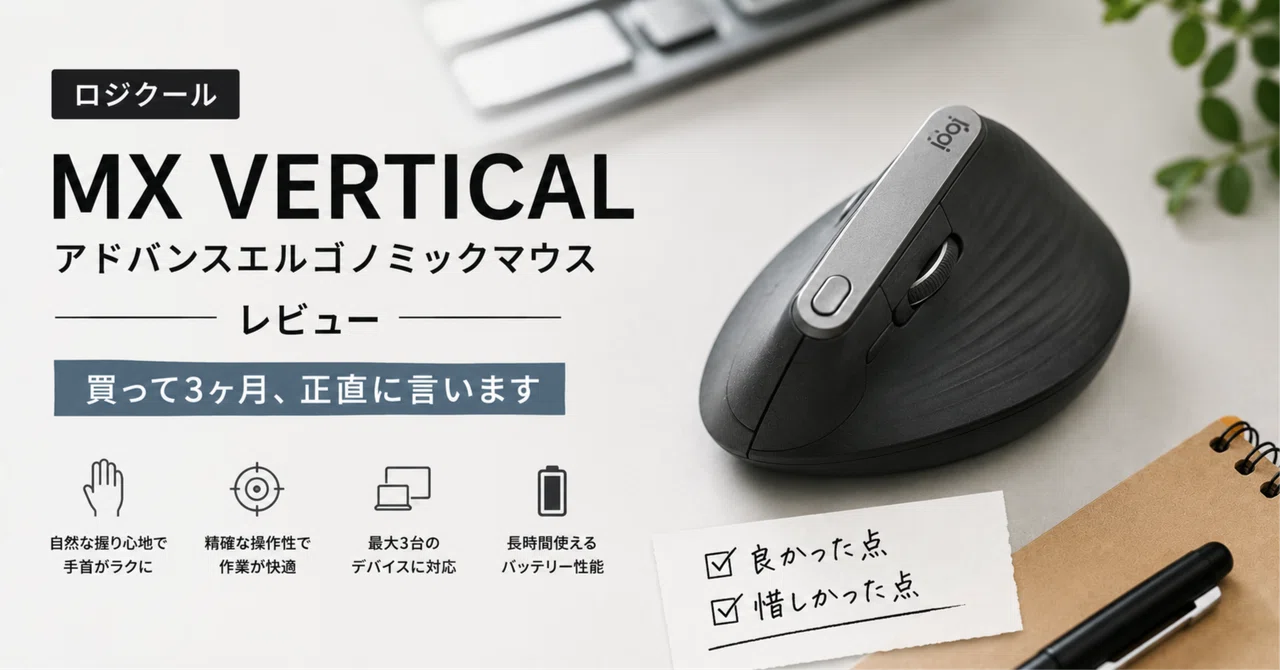 ロジクール MX VERTICAL アドバンスエルゴノミックマウスレビュー