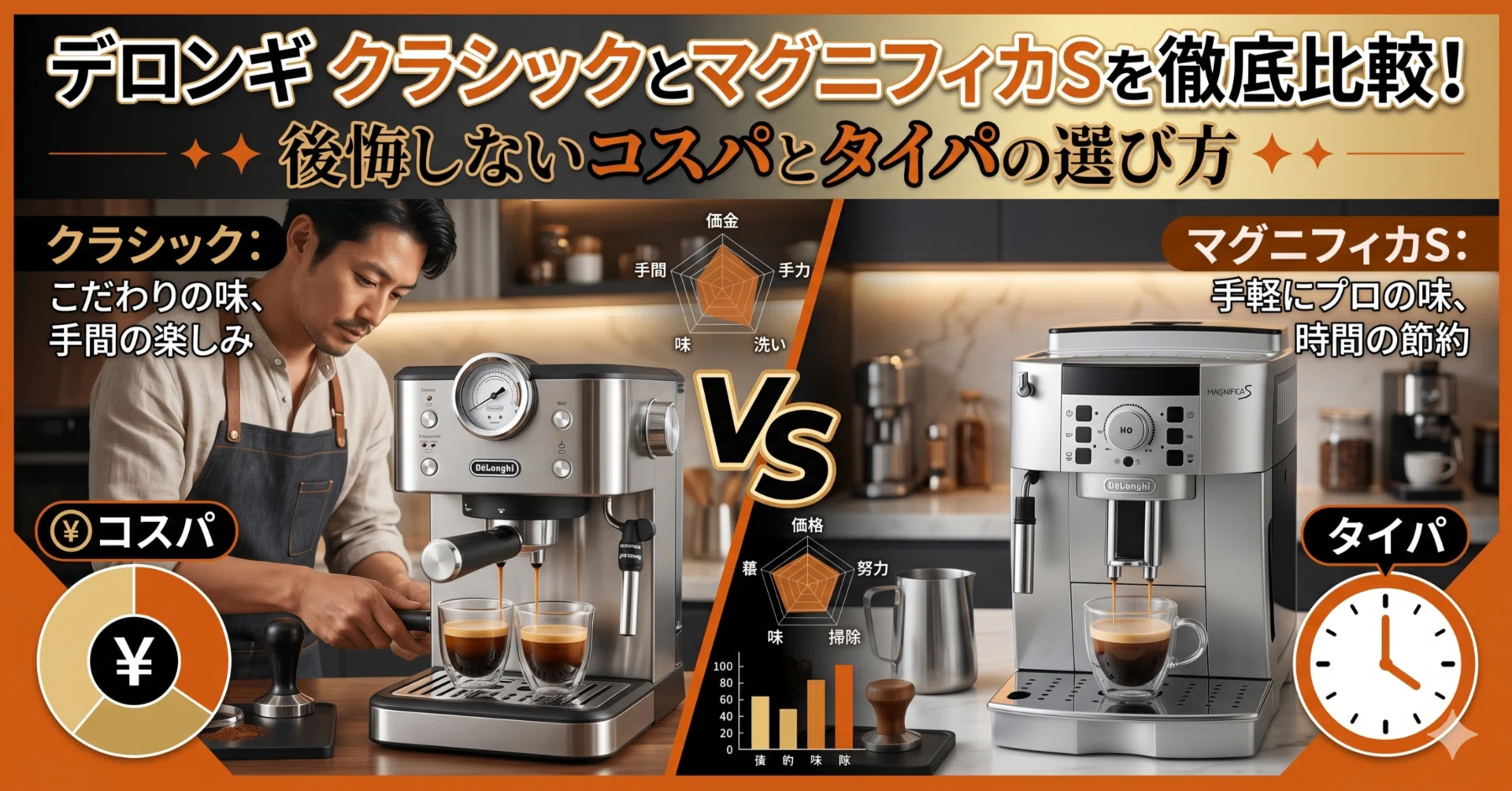 デロンギ クラシックとマグニフィカSを徹底比較！後悔しないコスパと