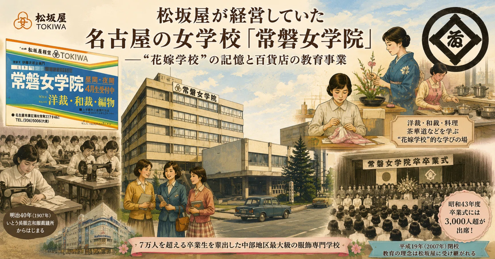 松坂屋が経営していた名古屋の女学校「常磐女学院」――“花嫁学校”の記憶
