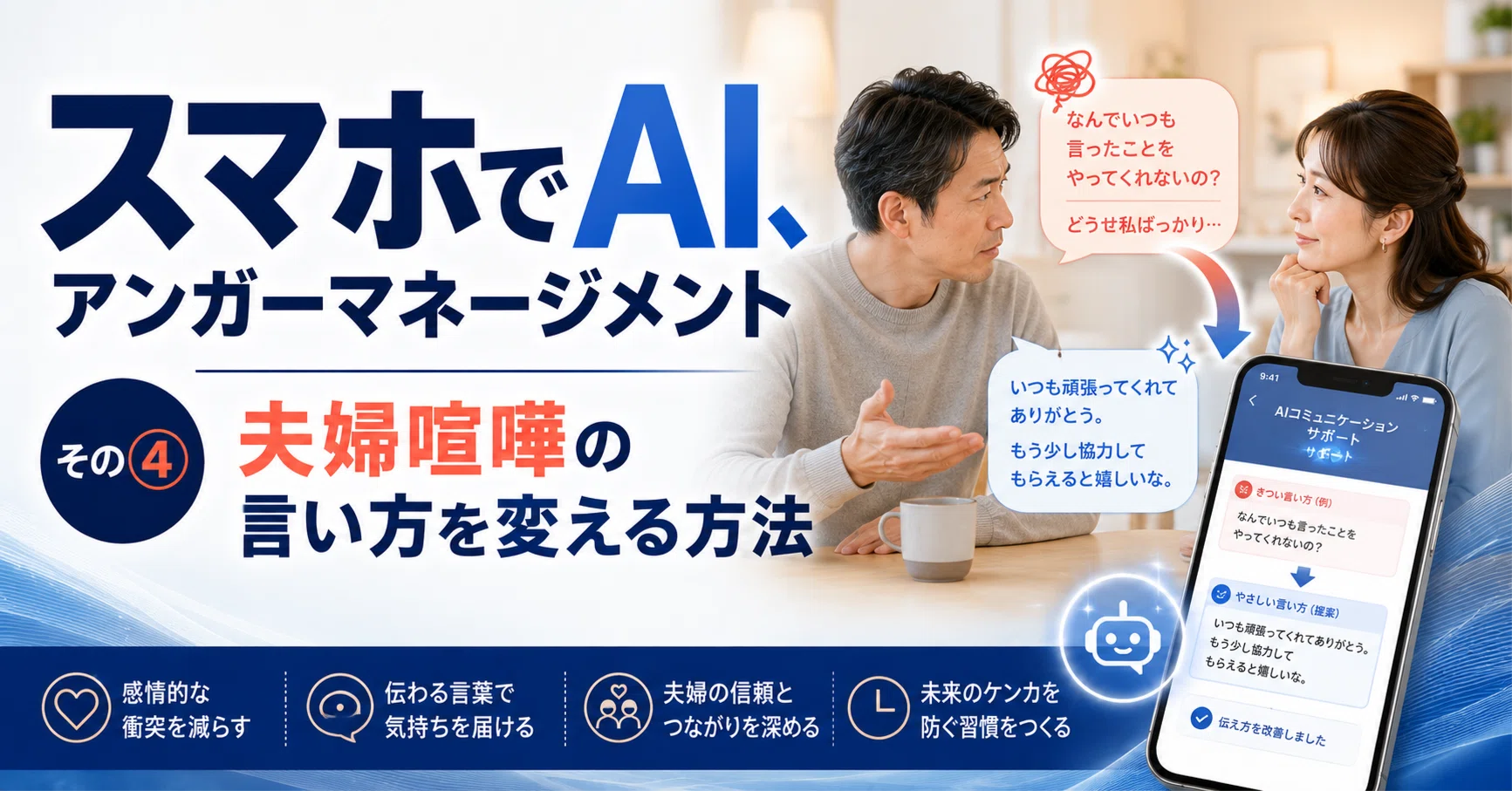 スマホでAI、アンガーマネージメント その④：夫婦喧嘩の言い方を 
