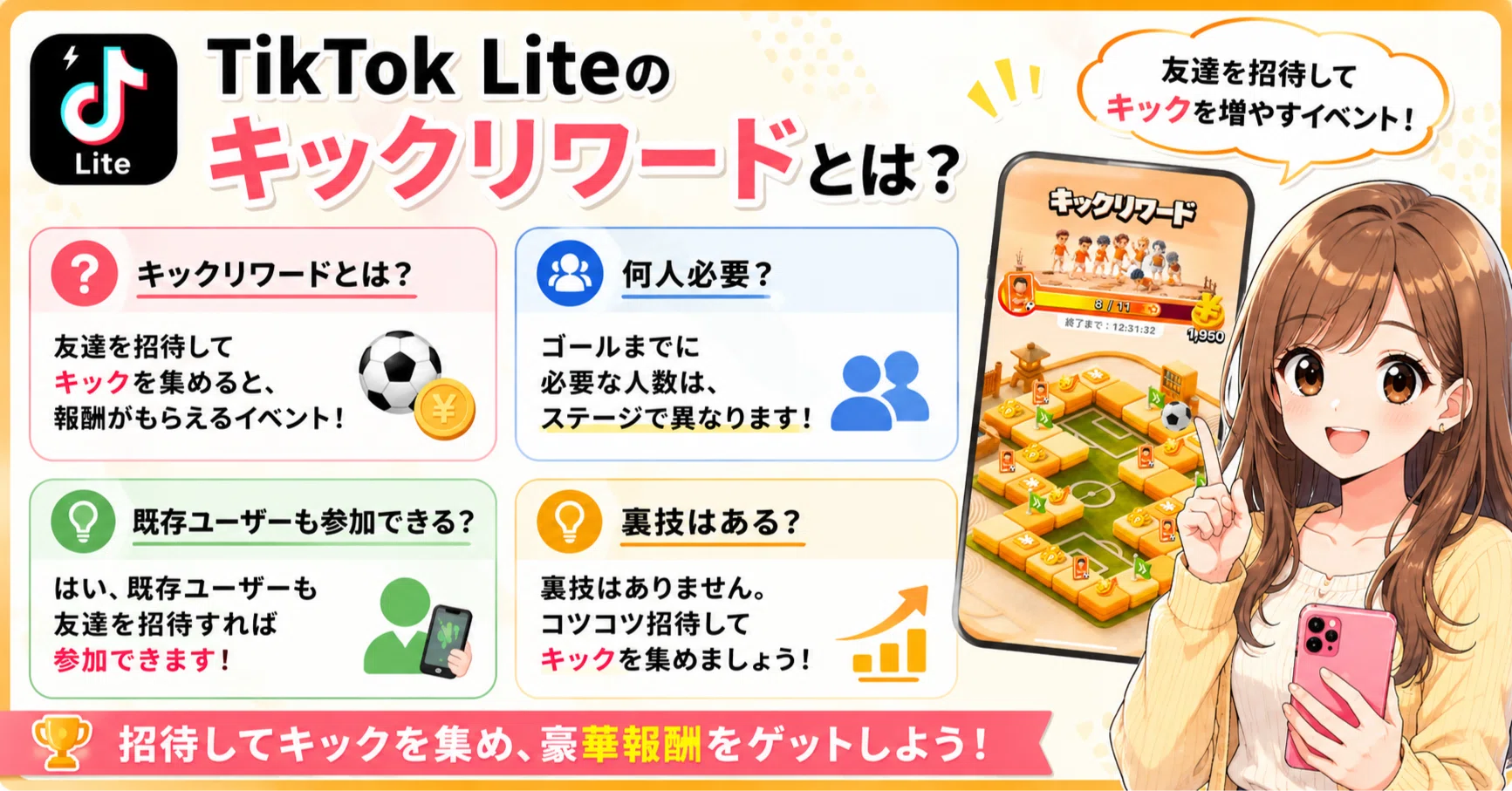 TikTokライト】キックリワードとは？裏技は？既存は？何人必要？｜マコツ