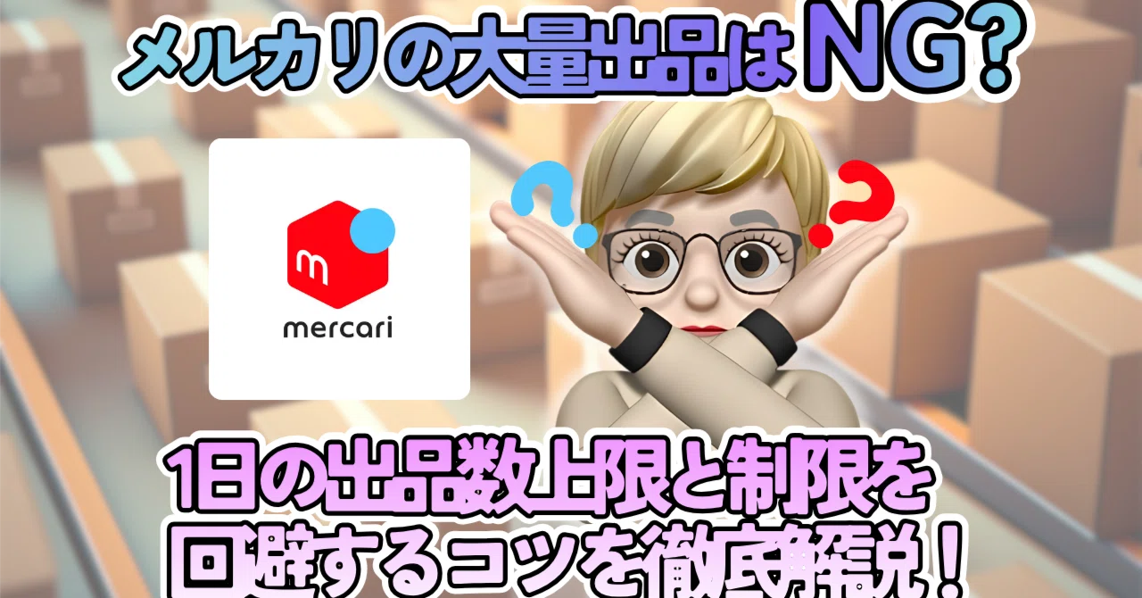メルカリの大量出品はNG?1日の出品数上限と制限を回避するコツを徹底解説!|あやの@在宅副業講座