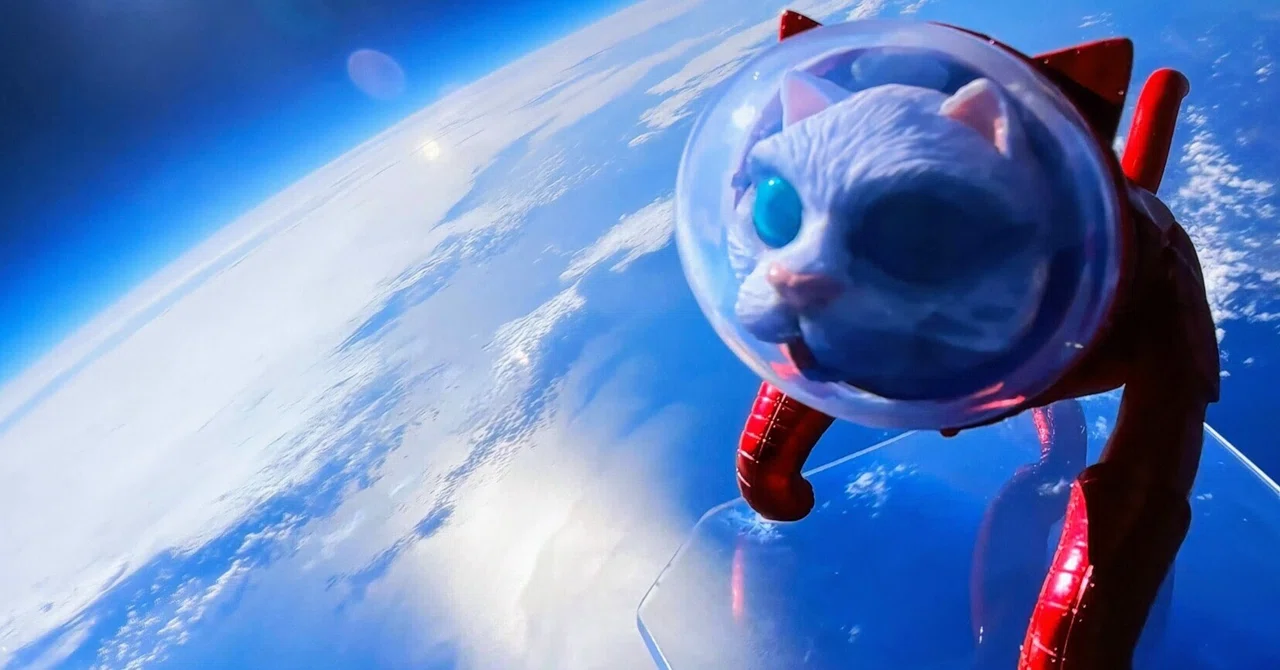 宇宙のアクリル画 地球と猫のキャラクター 宇宙猫を見に、大阪中之島美術館へ｜ういうい