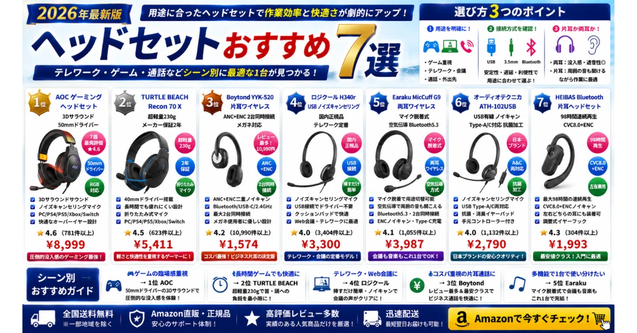 ヘッドセットおすすめ7選【2026年・用途別完全ガイド】｜まめすけ＠り