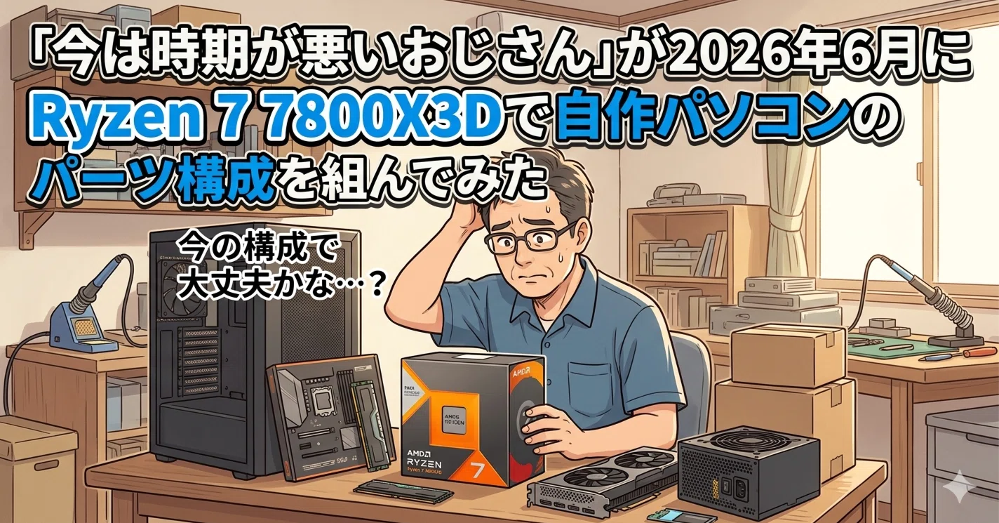 もういらないパソコン 今は時期が悪いおじさん｣が2026年6月にRyzen 7 7800X3Dで自作パソコン