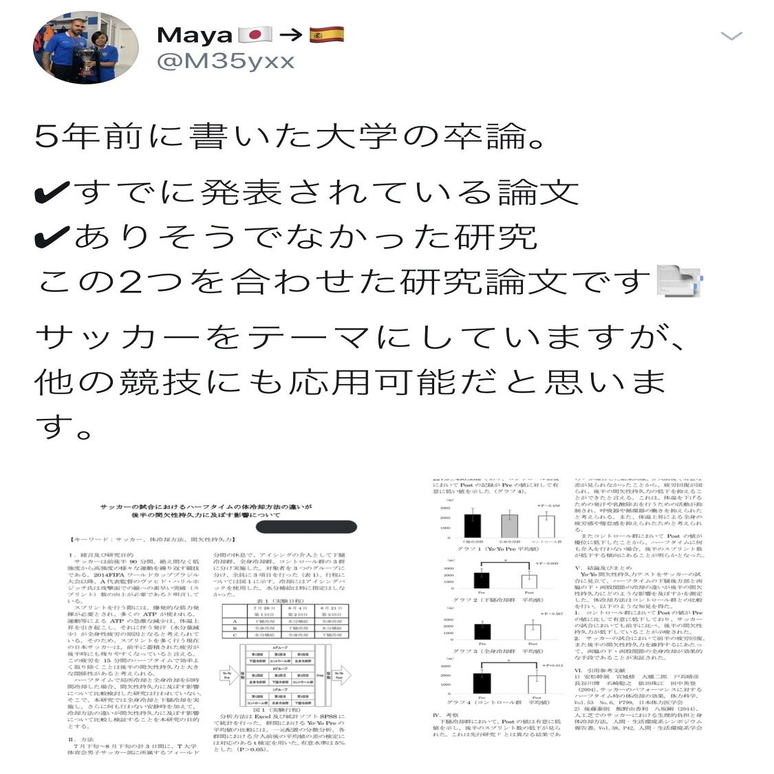 卒業論文編 サッカーの試合におけるハーフタイムの体冷却方法の違いが 後半の間欠性持久力に及ぼす影響について Maya Note