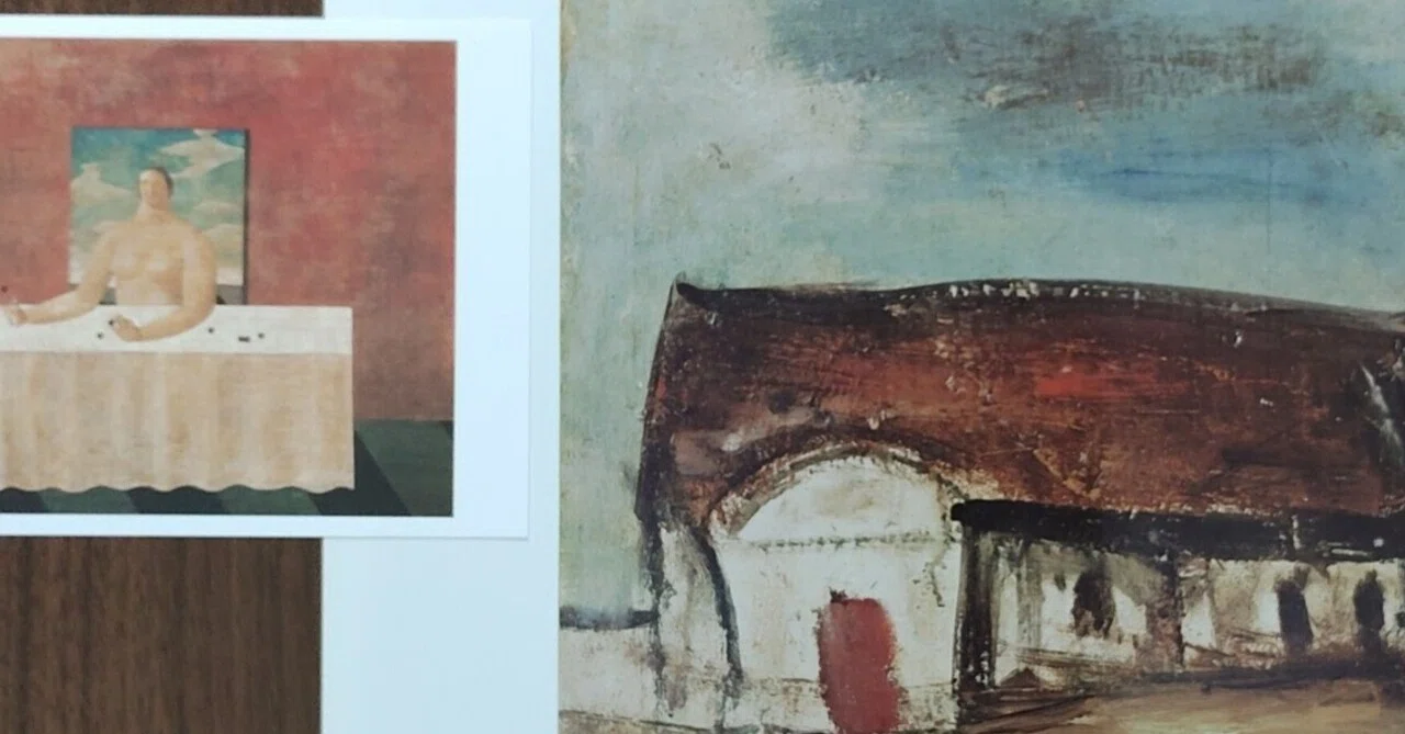 B4のコピーの複製画、佐伯祐三の作品が200円で販売されていました