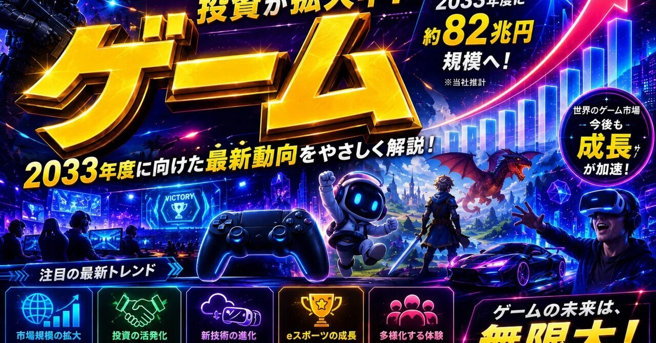 ゲーム分野への投資が拡大中。2033年度に向けた最新動向をやさしく解説