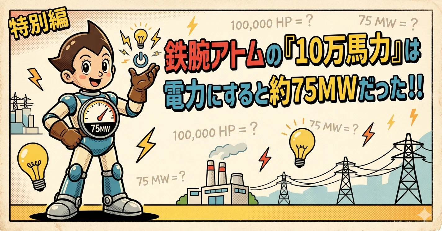 現品のみ【非売品】アトム(十万馬力) 鉄腕アトムの「10万馬力」は、電力にすると約75MWだった！！｜シイタケ