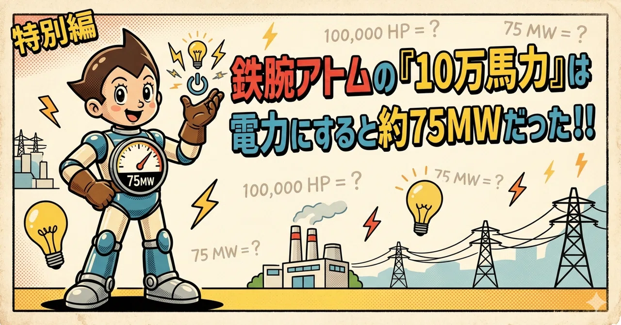 現品のみ【非売品】アトム(十万馬力) 鉄腕アトムの「10万馬力」は、電力にすると約75MWだった！！｜シイタケ