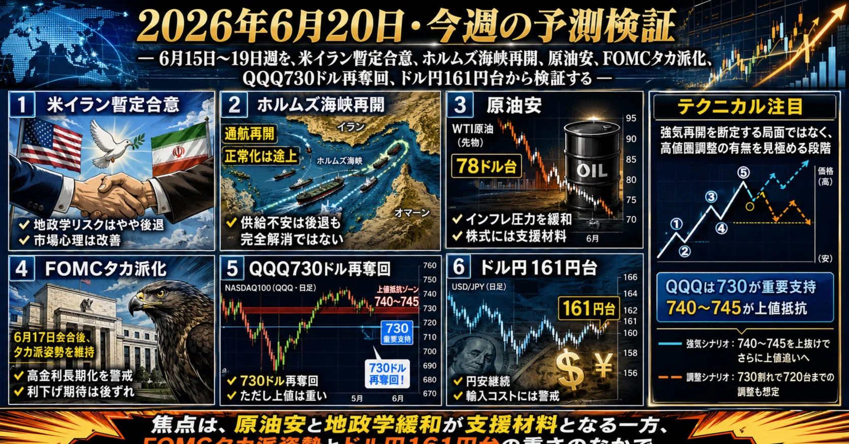 2026年6月20日・今週の予測検証― 6月15日〜19日週を、米イラン暫定合意