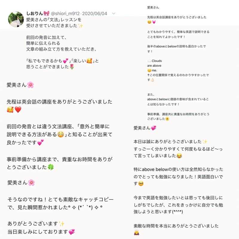 オンライン英会話講師として皆様からいただいた口コミとレッスンのご案内 随時更新 えいみ Amy Note