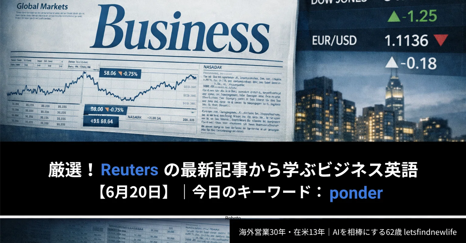 熟考 Ponder FaB ビジネス英語5選】「Ponder（熟考）」の沈黙を恐れるな〜最新ニュース