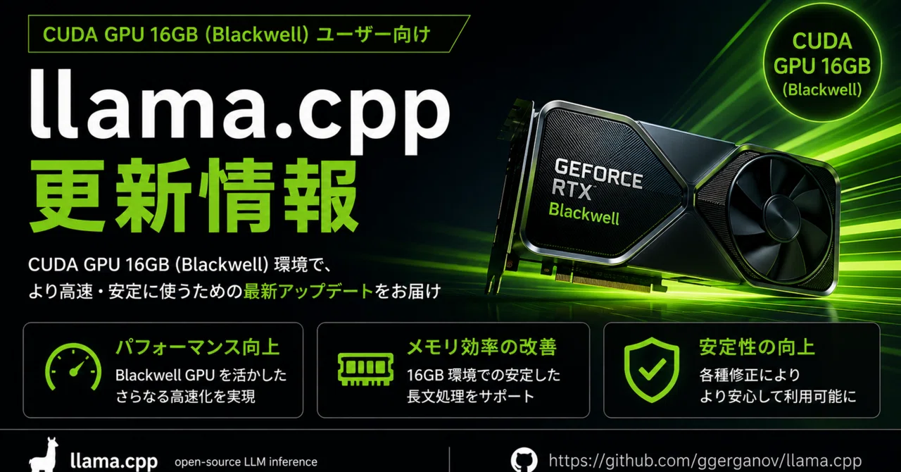 【CUDA 16GB向け】llama.cpp CUDA 13.3 公式バイナリ配布開始と vLLM FusedMoE CUDA グラフ最適化 ...