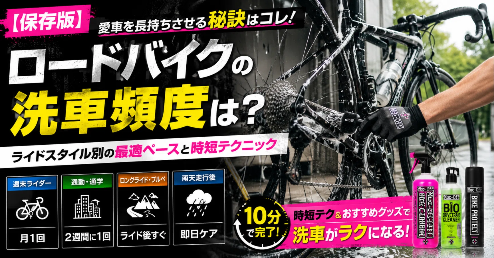 保存版】ロードバイクの洗車頻度は？ライドスタイル別の最適ペースと