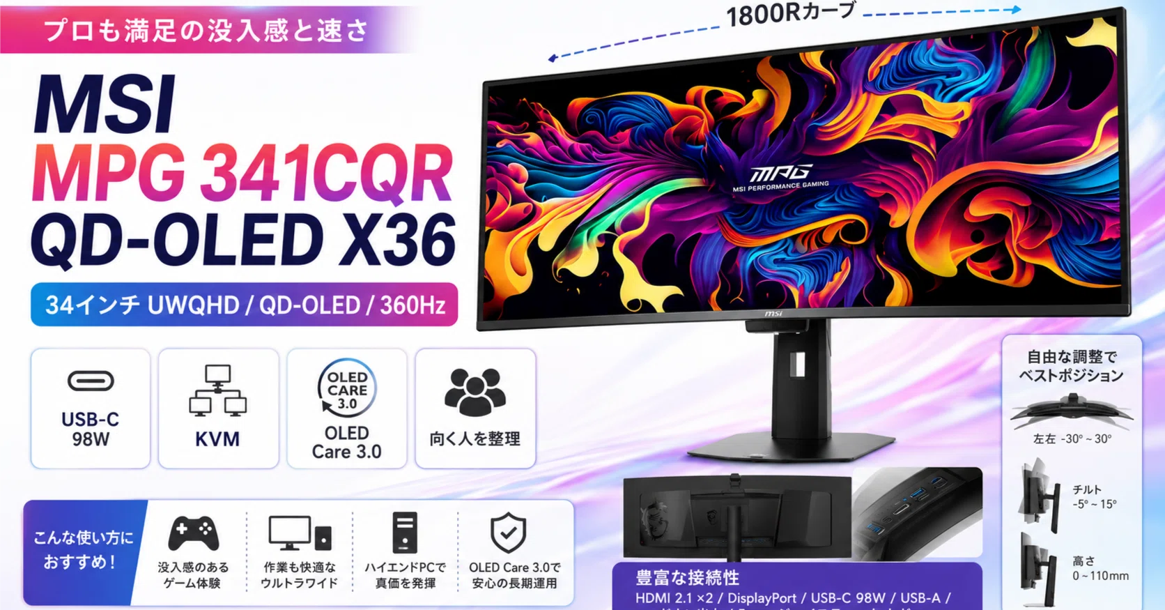 MSI MPG 341CQR QD-OLED X36｜pc_masami