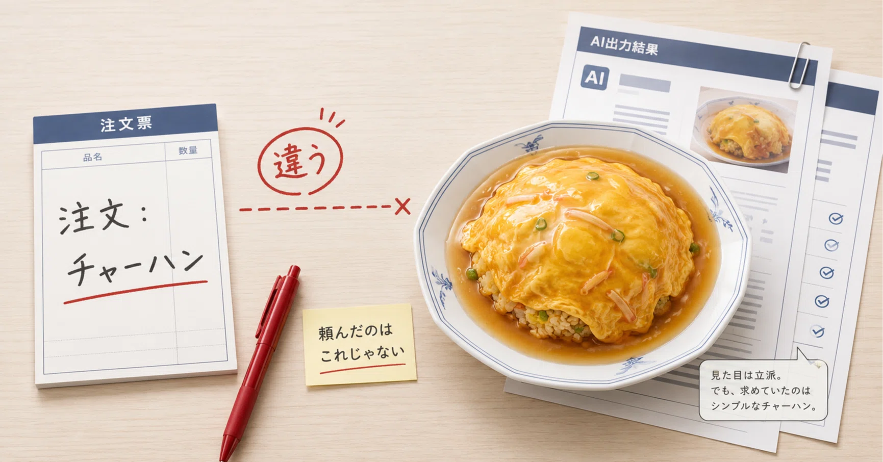 AIにチャーハンを頼んだら天津チャーハンが出てくる問題｜頼んだ内容と