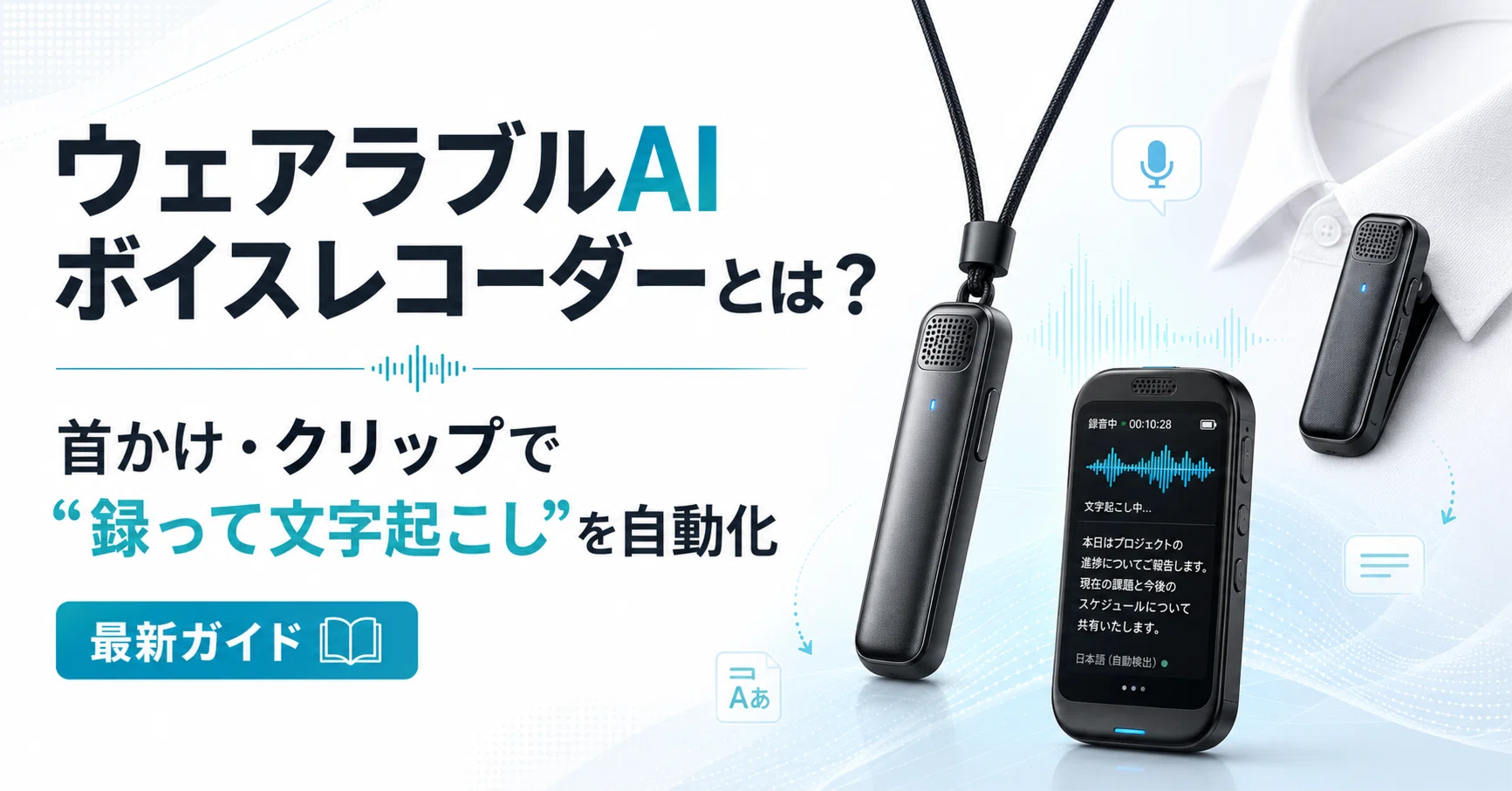 ウェアラブルAIボイスレコーダーとは？首かけ・クリップで“録って文字 