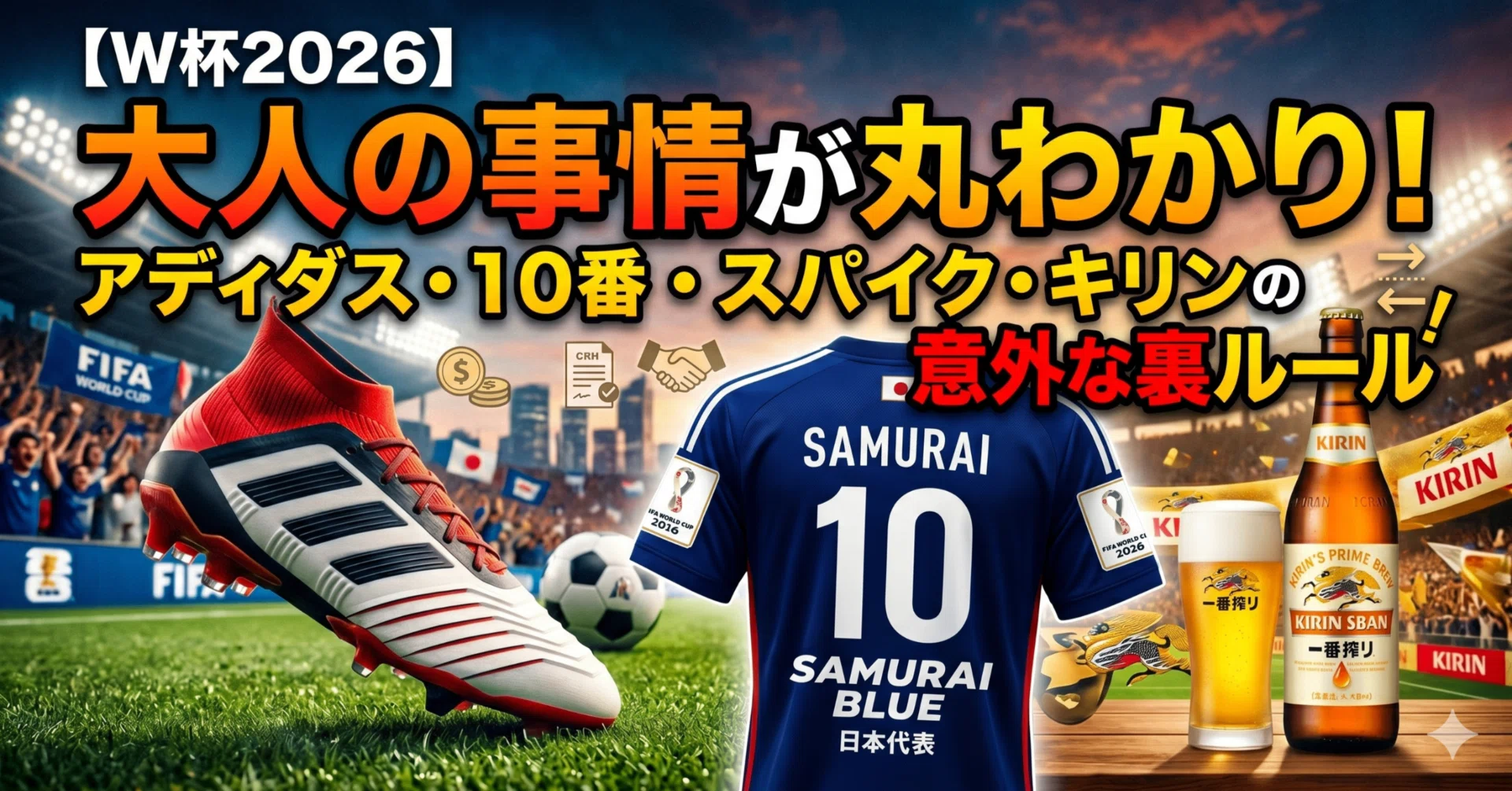 W杯2026】大人の事情が丸わかり！アディダス・10番・スパイク・キリン