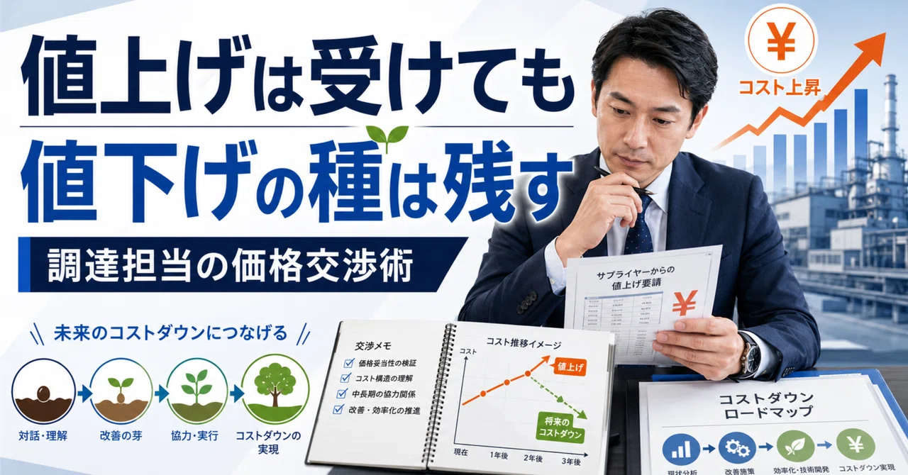値上げは受けても、値下げの種は残す。調達担当の価格交渉と社内説明の