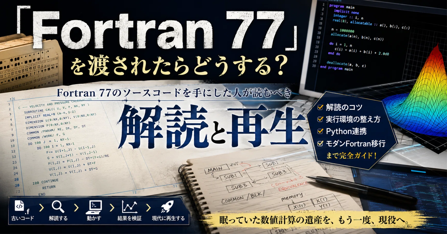 Fortran 77」を渡されたらどうする？Fortran 77のソースコードを手に