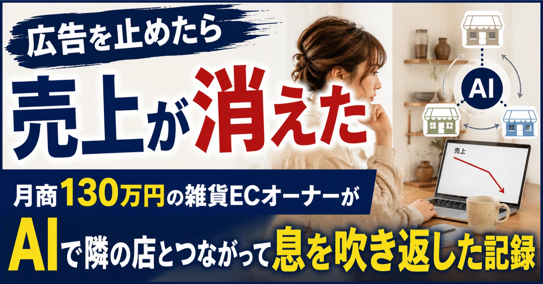 広告を止めたら売上が消えた」——月商130万円の雑貨ECオーナーが、AIで