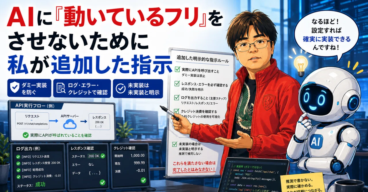 AIに“動いているフリ”をさせないために私が追加した指示 ※「ClaudeCode 