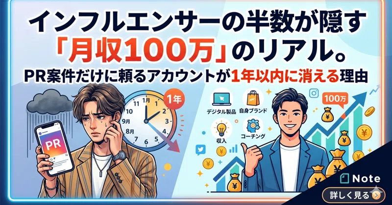 インフルエンサーの半数が隠す「月収100万」のリアル。PR案件だけに頼るアカウントが1年以内に消える理由