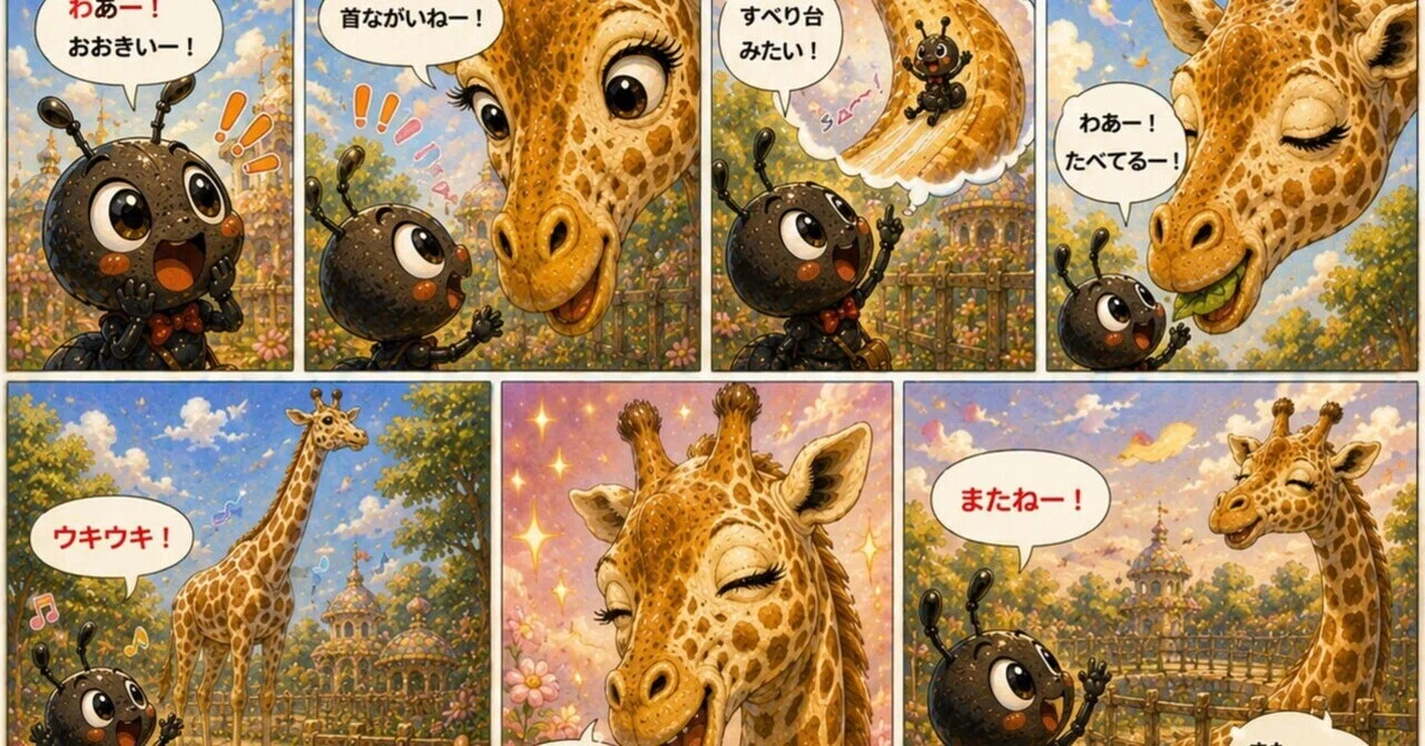 キリン🦒さんのクビはすべりだいだね？｜栗山哲水