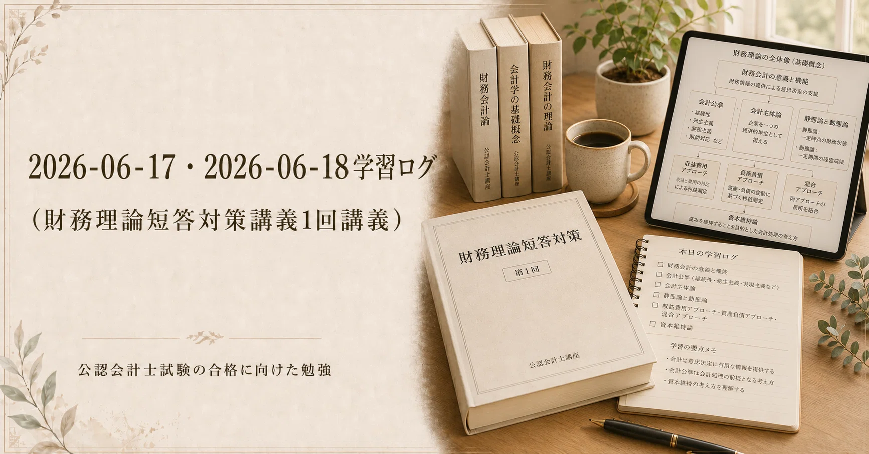 2026-06-17・2026-06-18学習ログ（財務理論短答対策講義1回講義 