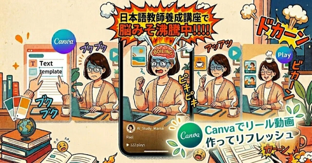 毎日AI】136日：日本語教師養成講座で脳みそ沸騰中！Canvaで動画作って