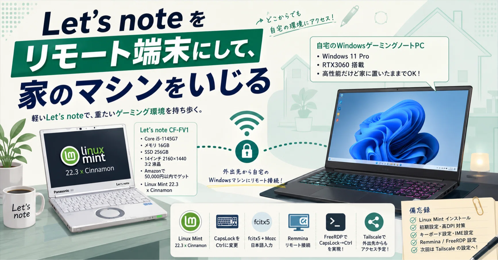 Let's note をリモート端末にして、家のマシンをいじる（後編）｜えむしん