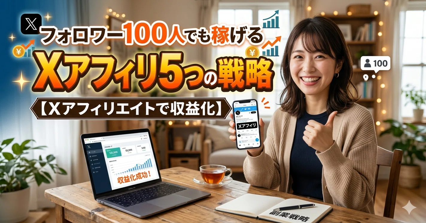 フォロワー100人でも稼げるXアフィリ5つの戦略 【Xアフィリエイトで