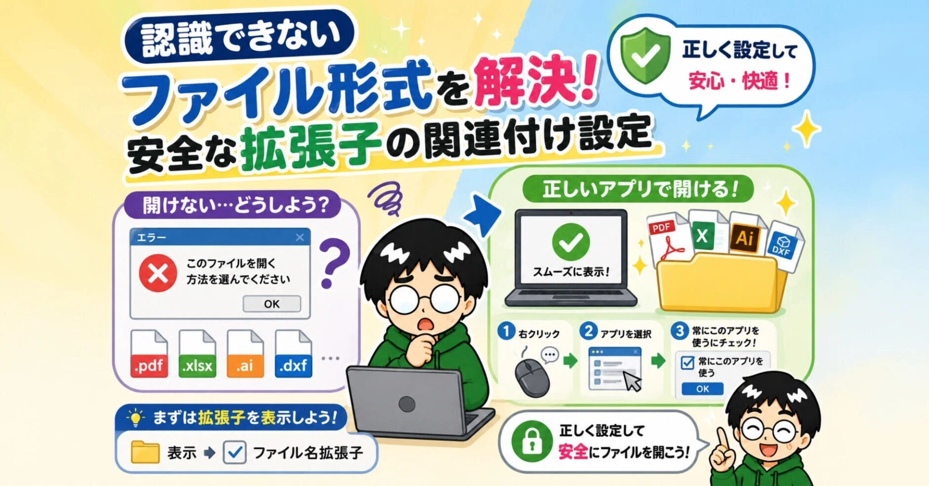 認識できないファイル形式を解決！安全な拡張子の関連付け設定｜中古