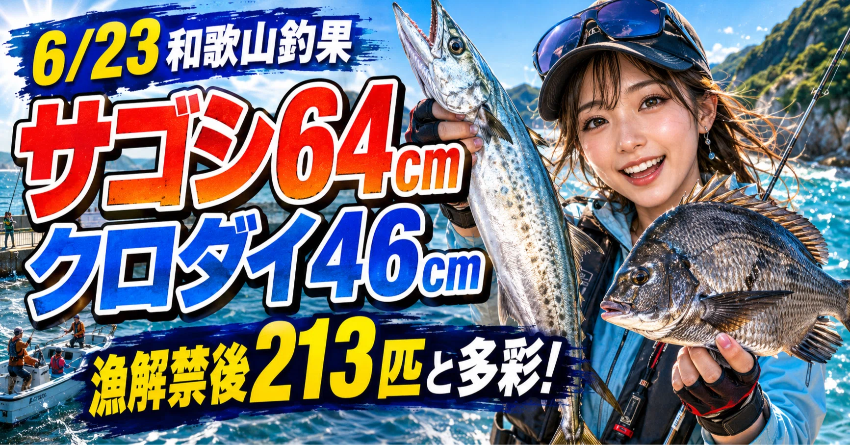6/23 和歌山釣果】サゴシ64cm・クロダイ46cm・漁解禁後213匹と多彩な