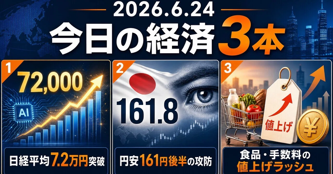 6/24最新】日経平均7.2万円突破！円安161円台で私たちの家計はどうなる