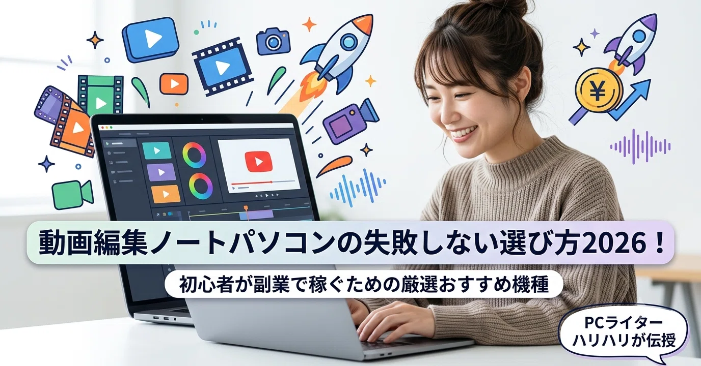 動画編集ノートパソコンの失敗しない選び方2026！初心者が副業で稼ぐ