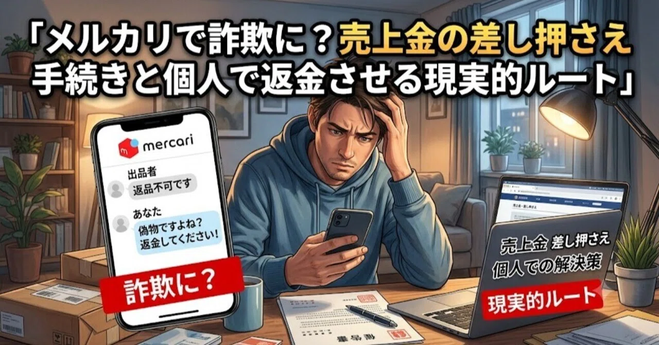 メルカリで詐欺に？売上金の差し押さえ手続きと個人で返金させる現実的 
