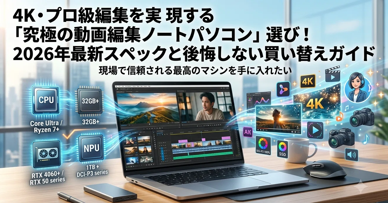 4K・プロ級編集を実現する「究極の動画編集ノートパソコン」選び！2026