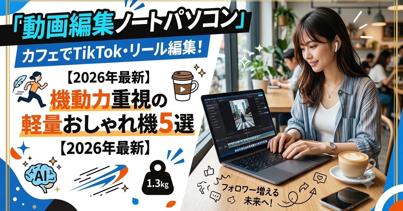 TikTok・リール編集をカフェで！「動画 編集 ノート パソコン」機動力