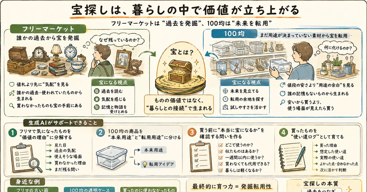 買ったもの見せるだけなので売り物じゃないです AIさん🤖となら何が買える？】宝探しをフリーマーケットと100均で