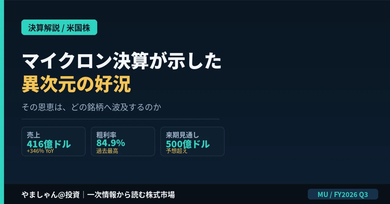 マイクロン決算が示した異次元の好況——恩恵はどこへ波及するのか|やましゃん@投資
