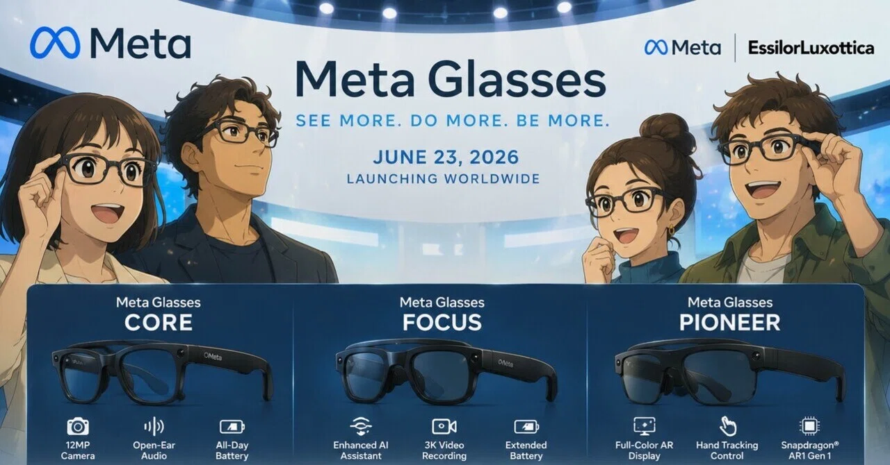 Meta】新型AIスマートグラス「Meta Glasses」を発表［Ray-BanやOakley 