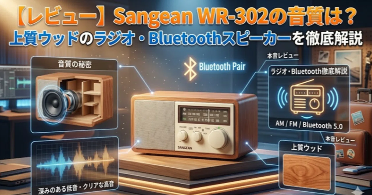 レビュー】Sangean WR-302の音質は？上質ウッドのラジオ・Bluetooth