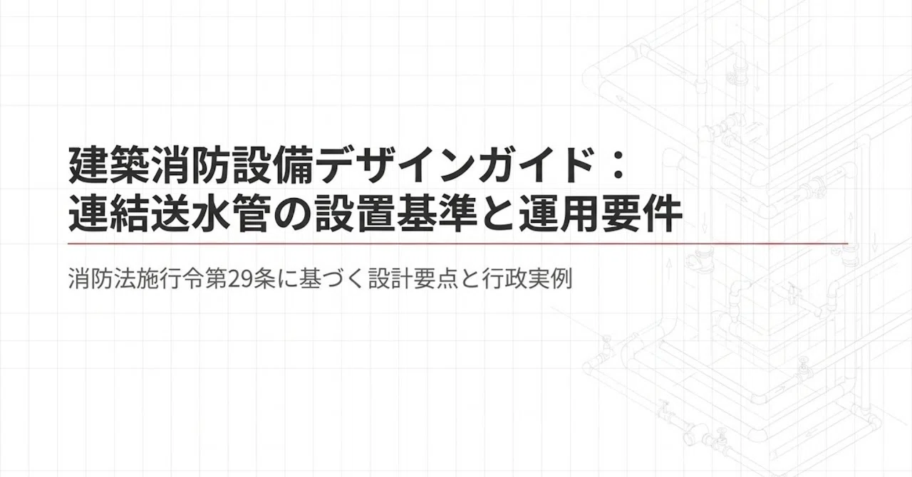 連結送水管の設置基準と設計実務：消防法施工令第29条に基づく技術解説